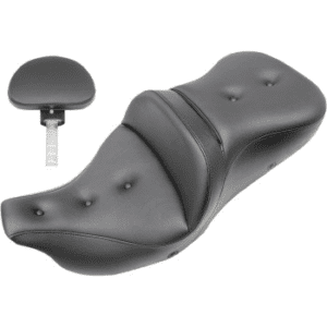 SADDLEMEN Pillow-Top Roadsofa™ Seat - with Backrest - Heated - Black - FLH/FLT '08-'23 808-07B-181BRHC